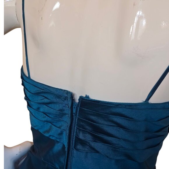 Matte Satin Teal ANGELINA FACCENDA Formal Gown sz 12 - Picture 5 of 12